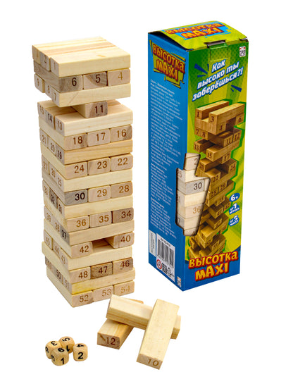Рыжий кот. Игра Башня "Высотка maxi" 28см, 54 блока (дерево) арт.ИД-0752