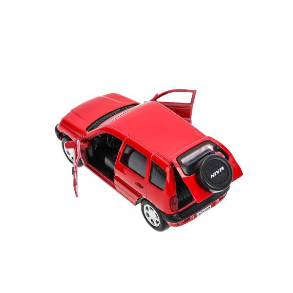 Машина металл LADA NIVA длина 12 см, двери, багажник, инерц, красный, кор. Технопарк в кор.2*36шт