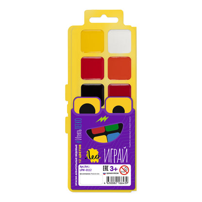 Краска акварель "Лео" "Играй" медовые, без кисти LPW-0112 12 цв. . LPW-0112