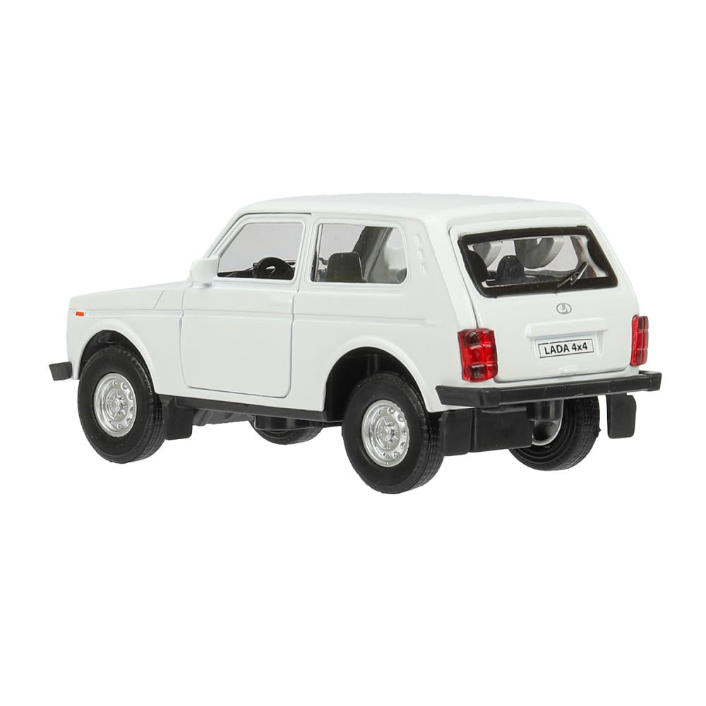 Машина металл LADA 4x4 длина 12 см, двери, багажник, инерц, белый, кор. Технопарк в кор.2*36шт