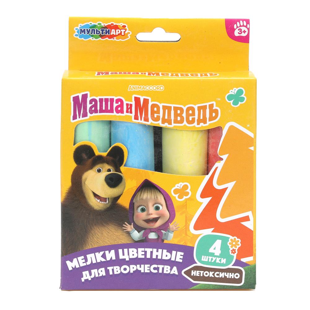 Мелки асфальтовые 4 цв Маша и Медведь МУЛЬТИ АРТ в кор.48наб