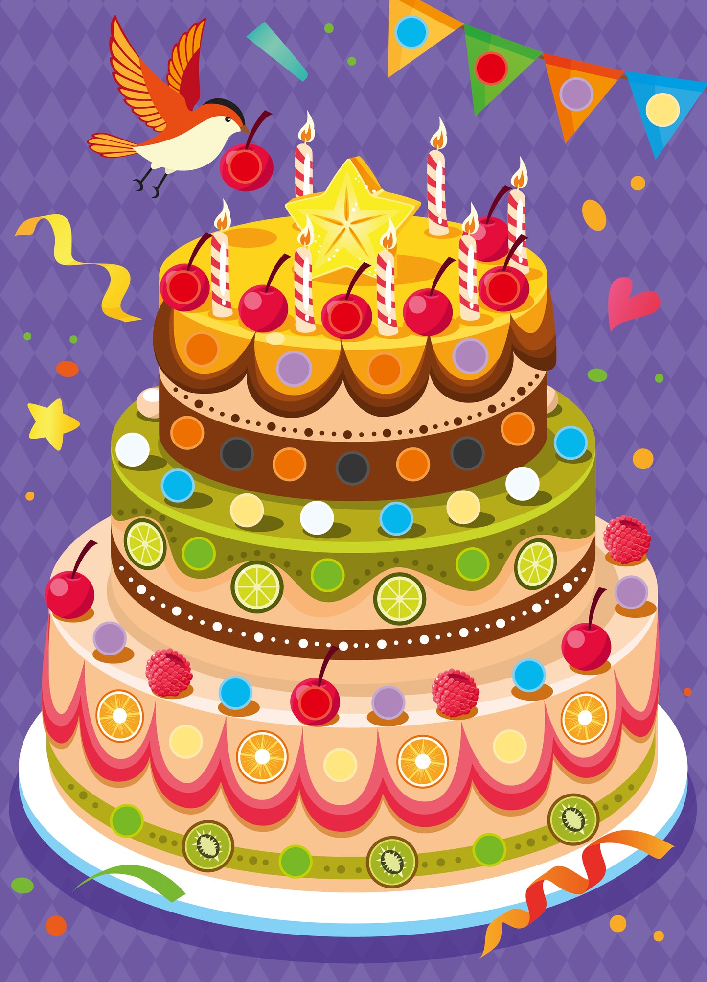 Аппликация из пуговиц "Праздничный торт" 180х250 (европодвес)