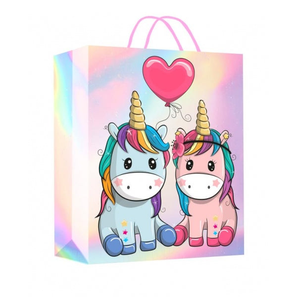 Пакет подарочный голография м,единорог,140 гр/м2 ЧУДО ПРАЗДНИК в кор.12*12шт