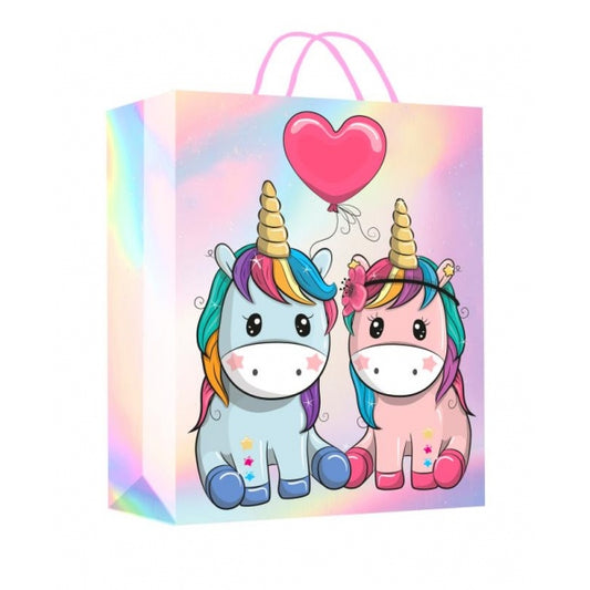 Пакет подарочный голография м,единорог,140 гр/м2 ЧУДО ПРАЗДНИК в кор.12*12шт