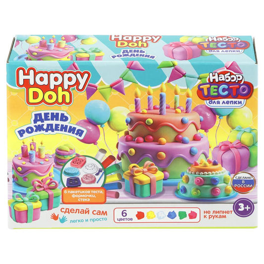 Набор с тестом для лепки день рождения, 24 см HAPPY DOH в кор.8шт