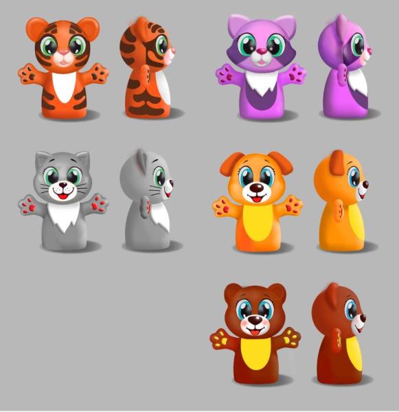 Игрушка пластизоль д/ванны пальчиковый театр капитошка 5шт КАПИТОШКА в кор.2*12наб