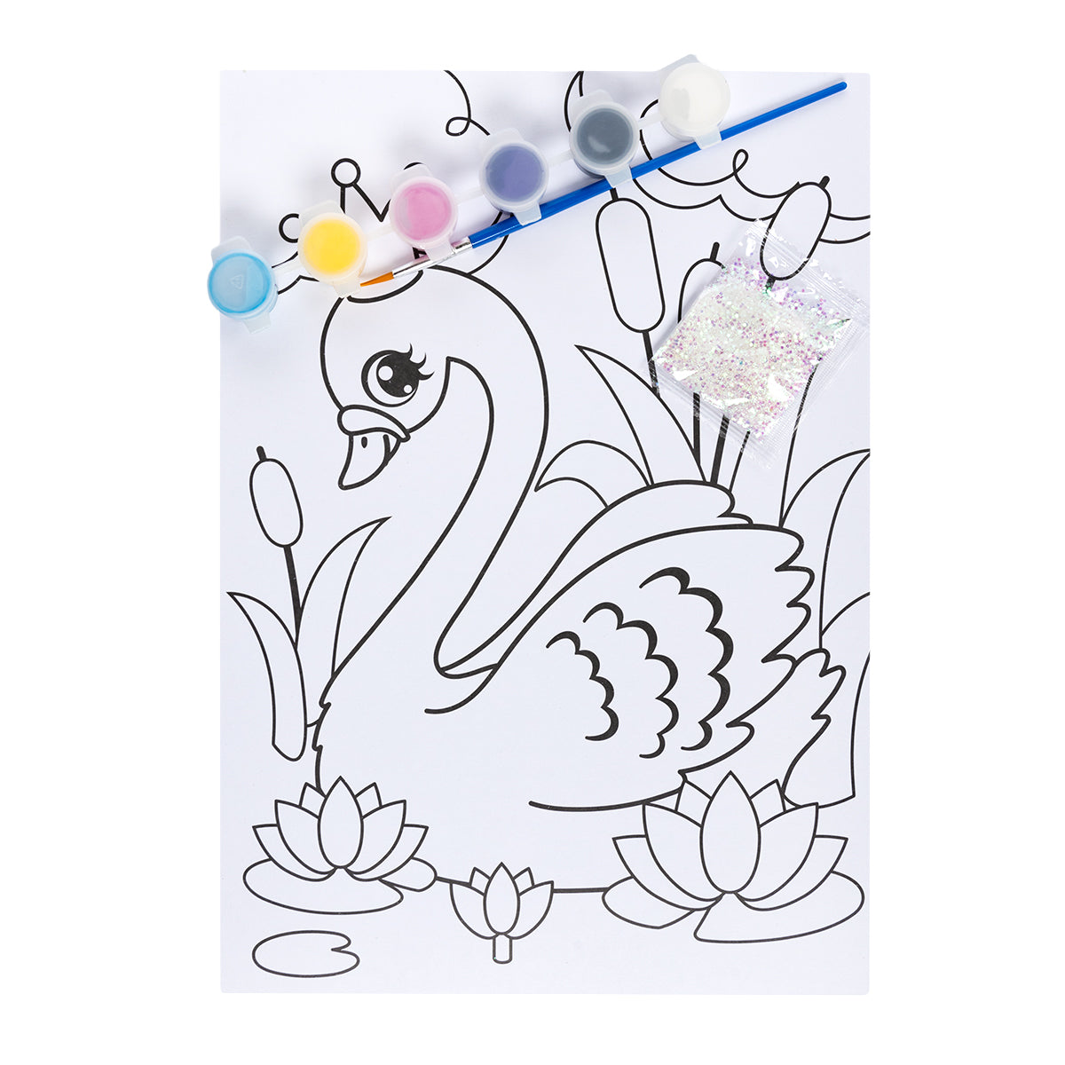 Набор для творчества. Раскраска с блестками "Лебедь"