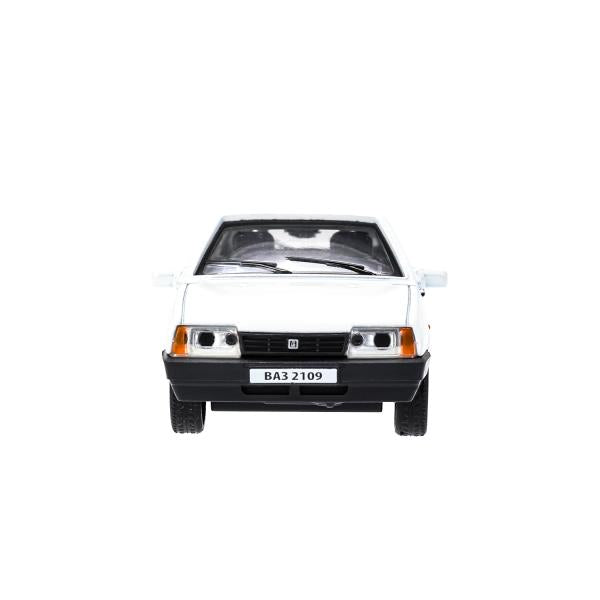 Машина металл Ваз-2109 "СПУТНИК" 12 см, двери, багажник, инер,белый, кор. Технопарк в кор.2*36шт