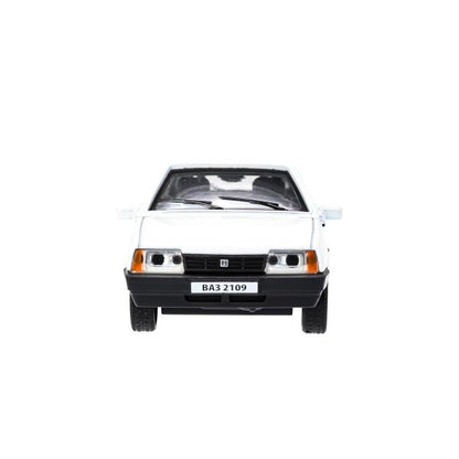 Машина металл Ваз-2109 "СПУТНИК" 12 см, двери, багажник, инер,белый, кор. Технопарк в кор.2*36шт