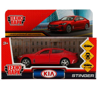 STINGER-12-RD336380 Machine métallique KIA STINGER pour voiture 12 cm, double, bagage, moteur, rouge, cor. Technologie