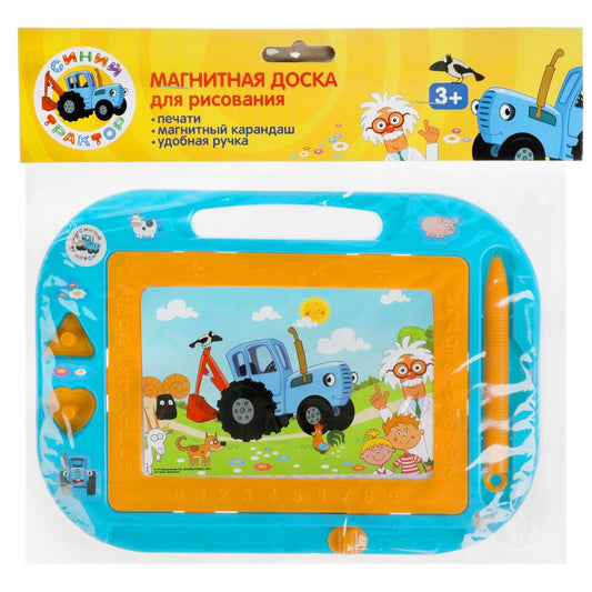 Доска для рисования Синий трактор магнитная, 2 штампа, 21*15см ИГРАЕМ ВМЕСТЕ в кор.2*100шт