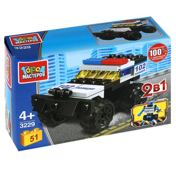 Конструктор ПОЛИЦЕЙСКИЙ ДЖИП 2в1, 51 дет. Город мастеров в кор.2*40шт