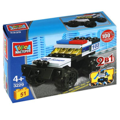 Конструктор ПОЛИЦЕЙСКИЙ ДЖИП 2в1, 51 дет. Город мастеров в кор.2*40шт
