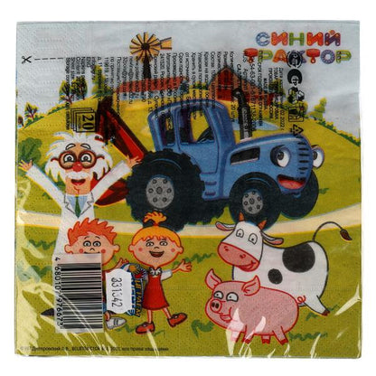 Салфетки бумажные Синий ТРАКТОР 33*33 см, 20 листов в упаковке ИГРАЕМ ВМЕСТЕ в кор.30шт