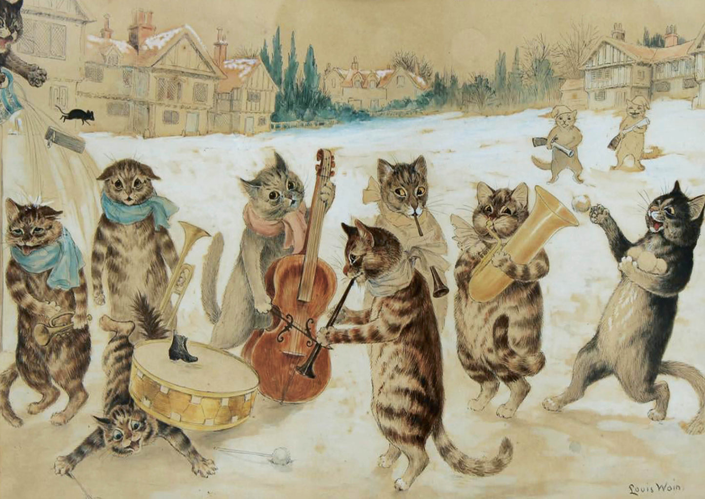 Постер. Кошачьи миры. Луис Уэйн. Рождественские песнопения. Формат А3.