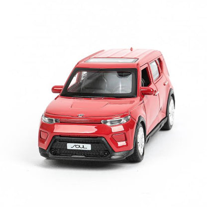 Машина металл KIA soul длина 12 см, двери, багаж., инерц, красный, кор. Parc technologique dans le cor.2*36шт