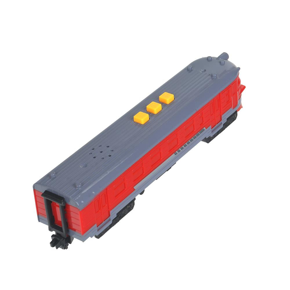 Модель пластик свет-звук ЭЛЕКТРИЧКА 20 см, 3 кнопки, инерц, красный, кор. Технопарк в кор.48шт