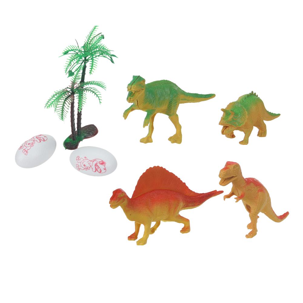 Набор игрушек пластизоль из 4-х динозавров в пакете ИГРАЕМ ВМЕСТЕ в кор.2*192наб