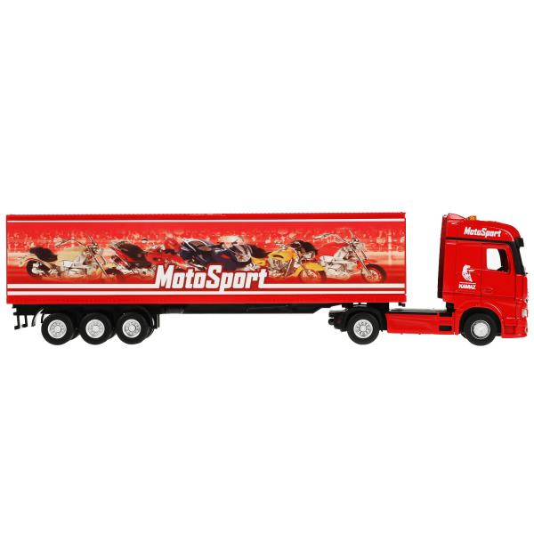 Технопарк. Машина "Kamaz Тягач с полуприцепом" 37 см, металл,св-зв,дв.,инерц, арт.KAMAZCARGO-37SL-RD