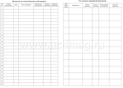 Журнал учета внеурочной деятельностин.в образов.орг-ии