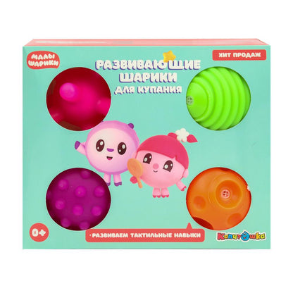 MAL-79178-B01 Развивающие мячики для купания Малышарики 4 шт. в кор. КАПИТОШКА в кор.2*60наб