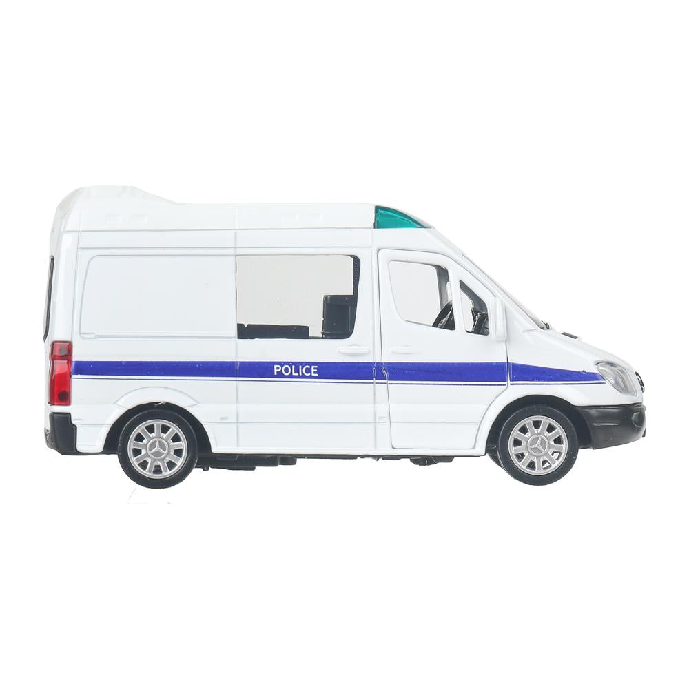 Машина металл MERCEDES-BENZ SPRINTER ПОЛИЦИЯ, 11 см, двери, инерция Технопарк в кор.2*48шт
