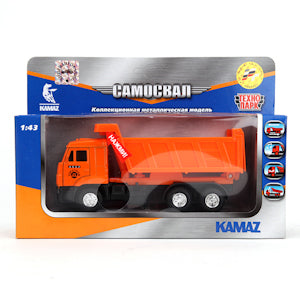 Машина металл свет-звук KAMAZ -65115 САМОСВАЛ 17 см, двери, багажник,инерция Технопарк в кор.2*24шт
