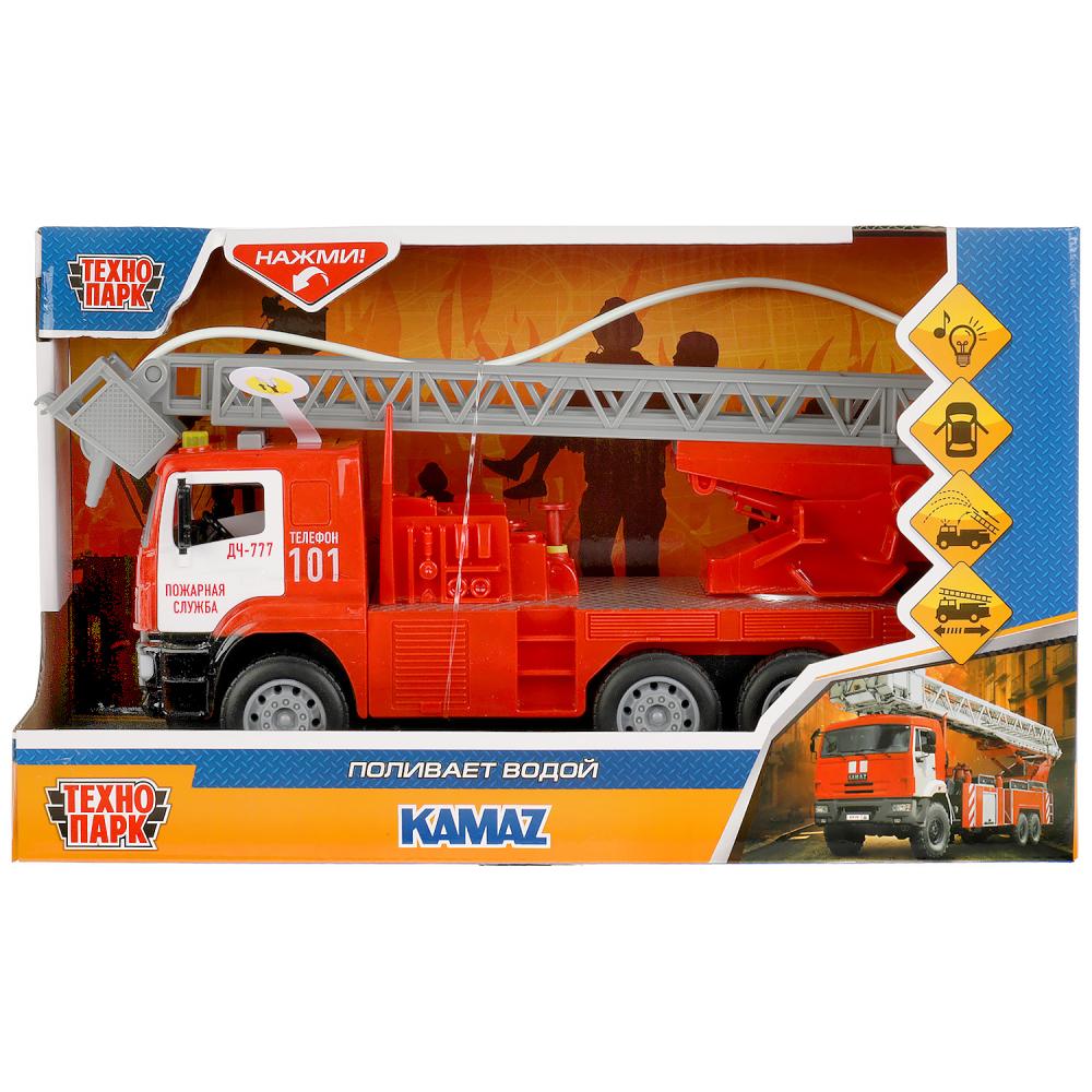 Machine à laver en plastique KAMAZ ПОЖАРНАЯ МАШИНА 30см, вода, двери, инер, кор. Parc technologique en cor.2*12шт
