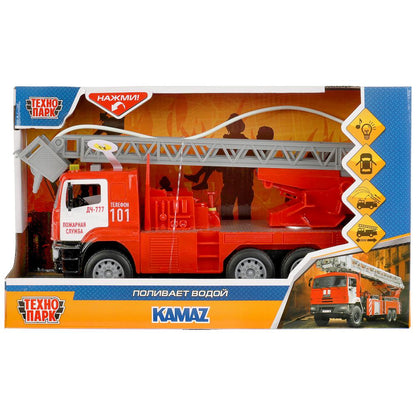 Machine à laver en plastique KAMAZ ПОЖАРНАЯ МАШИНА 30см, вода, двери, инер, кор. Parc technologique en cor.2*12шт