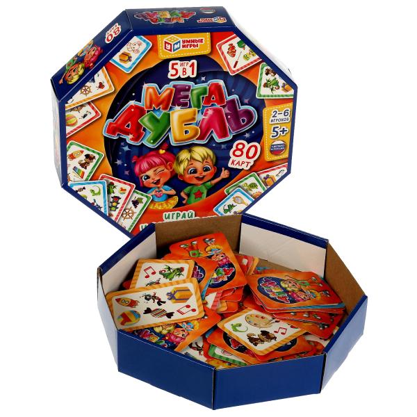 Megadubul 5 en 1. 80 cartes 230х230х45 mm. Умные игры в кор.12шт