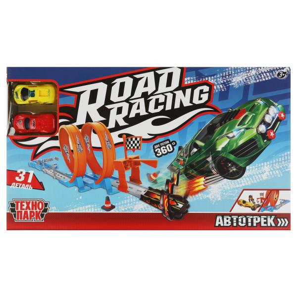 Игрушка пластик ROAD RACING автотрек 2 машинки, 2 петли, кор. Технопарк в кор.48шт