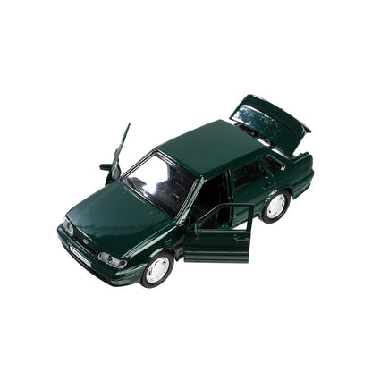 Машина металл ваз-2115 "самара" длина 12 см,двери,темно-зеленый,кор. Технопарк в кор.2*36шт