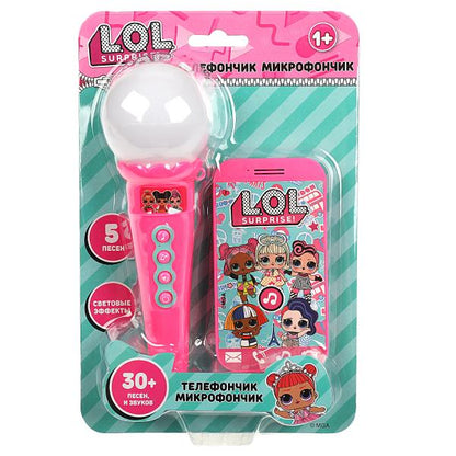 Телефончик микрофончик ЛОЛ 30 песен,звуков.блист.бат. Умка в кор.96шт