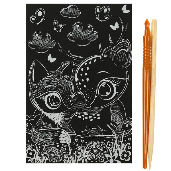 Набор д/дет тв-ва гравюра 10*15 см, олененок и лисенок, золотая МУЛЬТИ АРТ в кор.200шт