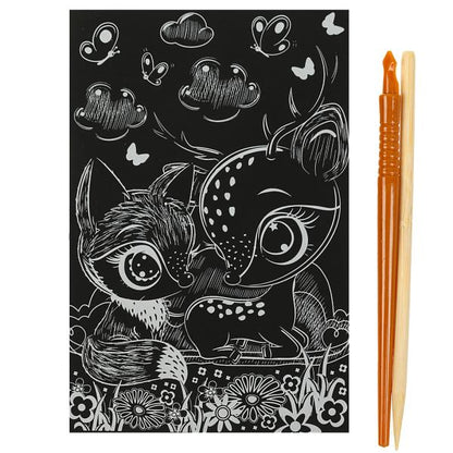 Набор д/дет тв-ва гравюра 10*15 см, олененок и лисенок, золотая МУЛЬТИ АРТ в кор.200шт