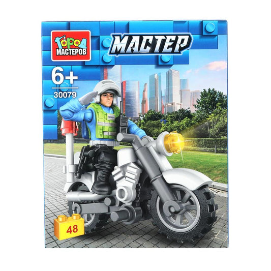 Конструктор ПОЛИЦЕЙСКИЙ на мотоцикле, 48 дет. Город мастеров в кор.240шт