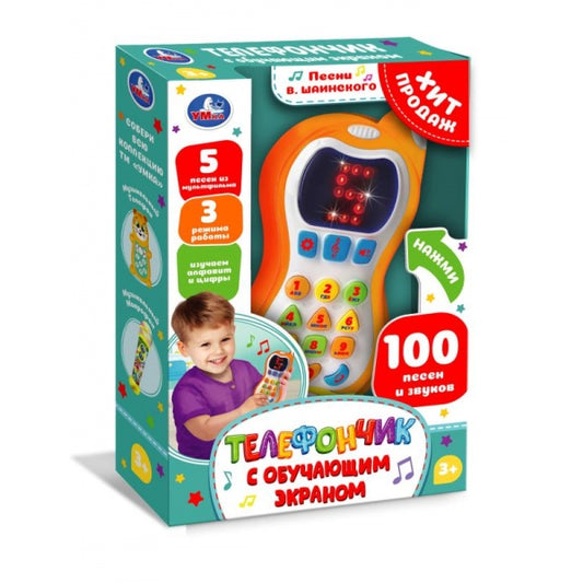 Обучающий телефончик 100 песен,звуков. Шаинский музыка в кор. Умка в кор.120шт