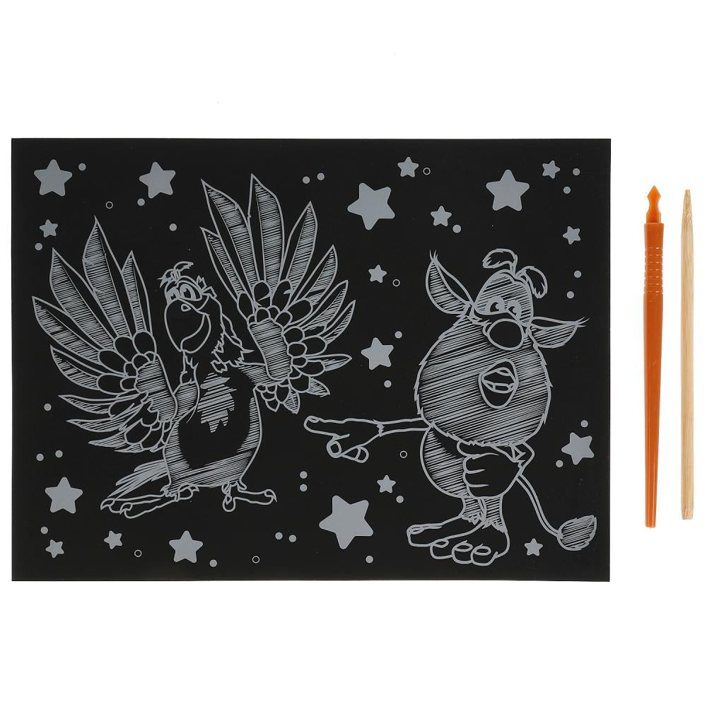 SCRATCHART-GOLD-BU1 313948 Набор д/дет творчества БУБА гравюра 18*24 см, золотая МУЛЬТИ АРТ в кор.