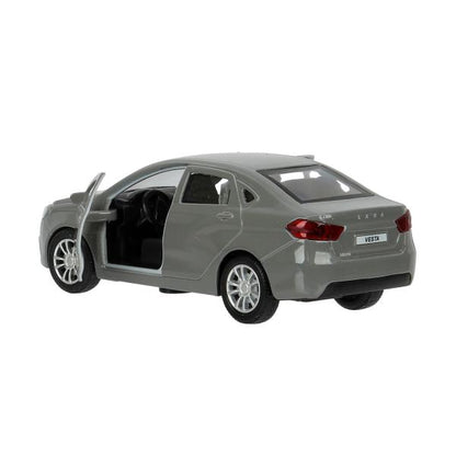 Машина металл LADA Vesta 11,5 см, двери, темно-серый, кор. Технопарк в кор.2*36шт