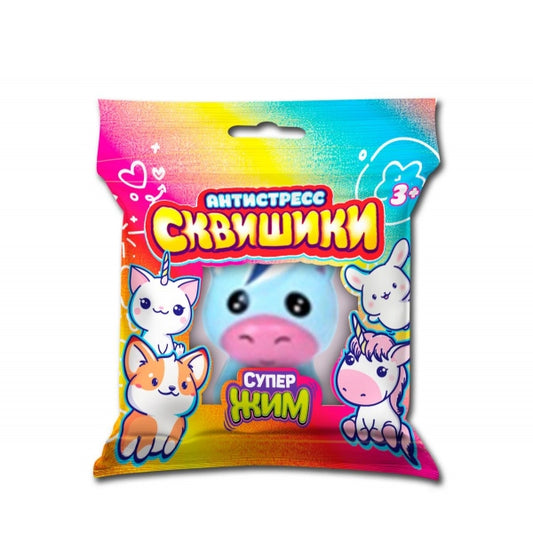 Сквиш антистресс животные, собачка голубая, флоупак Супер Жим в кор.6*12шт