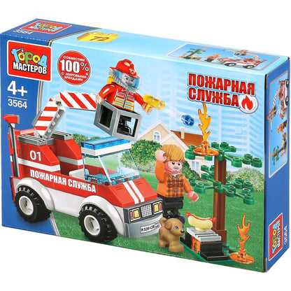 Конструктор "пожар в лесу", с фигурками, 72дет. в русс. кор. Город мастеров в кор.80шт