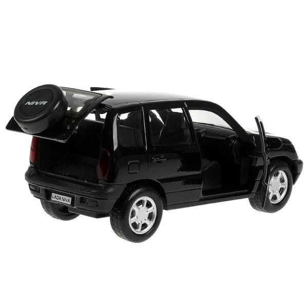 Машина металл LADA NIVA длина 12 см, двери, багажник, инерц, черный, кор. Технопарк в кор.2*36шт