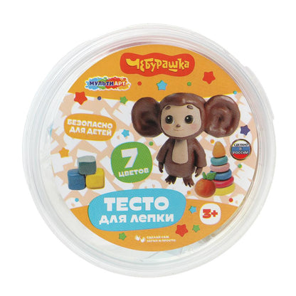 Multiart тесто для лепки Чебурашка 7 цв. 30 гр МУЛЬТИ АРТ в кор.24шт