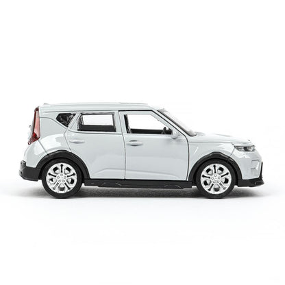 Машина металл KIA soul длина 12 см, двери, багаж., инерц, серебряный, кор. Parc technologique dans le cor.2*36шт