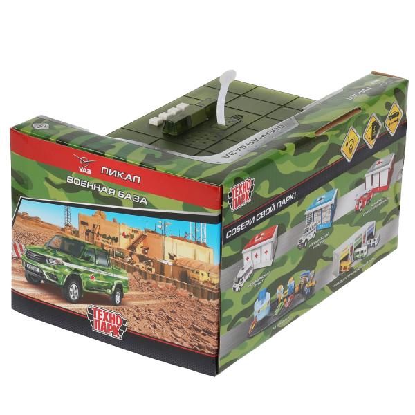 Игрушка пластик свет- ВОЕННАЯ БАЗА 22 см, УАЗ ПИКАП, КАМУФЛЯЖ, кор. Технопарк в кор.2*18шт