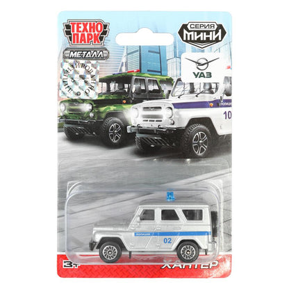 Машина металл УАЗ СПЕЦТЕХНИКА 7,5 см, в ассортименте, блистер. Технопарк в кор.3*96шт