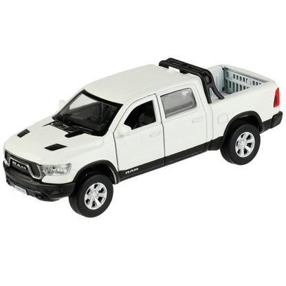 RAM1500-13-WH336807 Машина металл DODGE RAM 1500 REBEL 13 см, двери, багаж, инер, белый, кор. Техноп