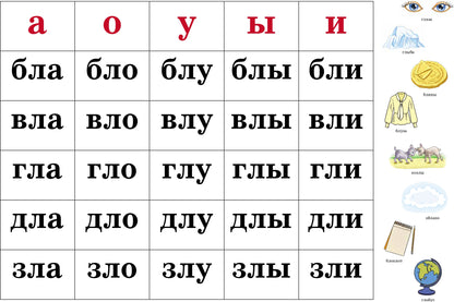 Нищева. Слоговые таблицы - 2. Слоги со стечением согласных. ФОП. ФАОП. (ФГОС)