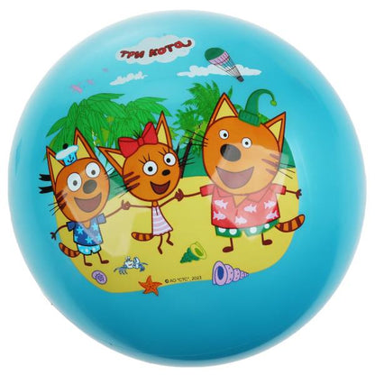 Играем вместе. Мяч "Три Кота" пвх 23 см с наклейкой, в сетке арт.AD-9(3CATS)