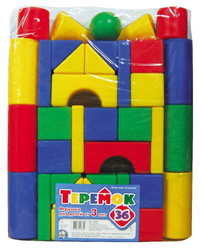 Конструктор из выдувной пластмассы Теремок 36 деталей, выдувка